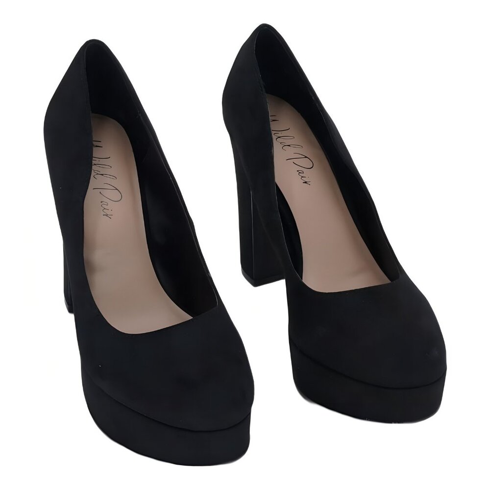 Wild Pair Block Heel Pump Black Platform Dress Shoe US 8M